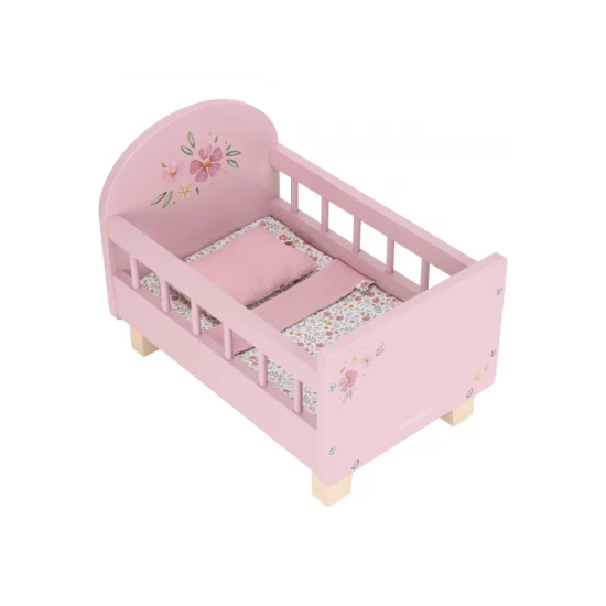 Postieľka pre bábiky drevená s perinkou Pink