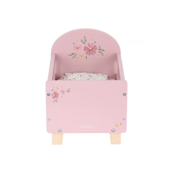 Postieľka pre bábiky drevená s perinkou Pink