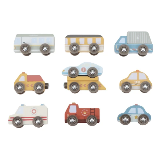 Sada drevených autíčok