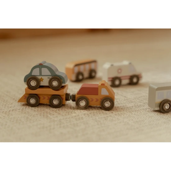 Sada drevených autíčok