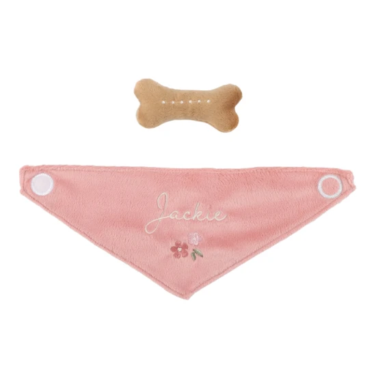 Plyšový psík Jackie v kvetinovej kabelke od Little Dutch, roztomilý kamarád na cesty pre deti.