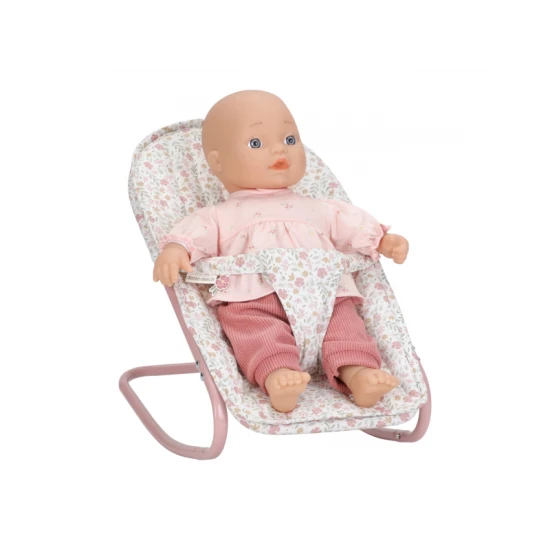 Hojdacie lehátko pre bábiky Little Dutch Soft Flowers s kvetinovým dizajnom, bezpečnostným pásom a mäkkým polstrovaním pre pohodlie bábiky