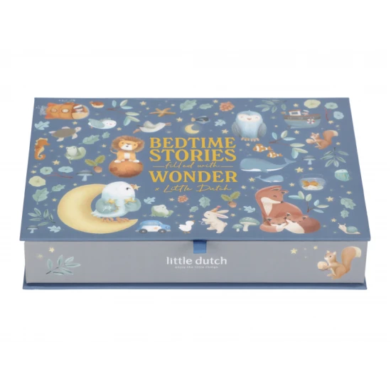 Detský projektor Little Dutch Blue – rozprávkové príbehy na premietanie s 12 kotúčmi a ilustrovanou knižkou