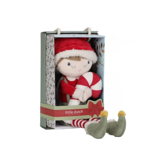 Vianocna babika Jim Little Dutch 35 cm s cukrovou palickou – plysova hracka pre deti