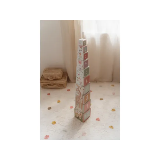 Farebné kartónové kocky komín Fairy Garden s ilustráciami