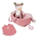 Originálna mäkká bábika s príslušenstvom Baby Rosa s prenosným košíkom na spanie.