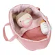 Originálna mäkká bábika s príslušenstvom Baby Rosa s prenosným košíkom na spanie.