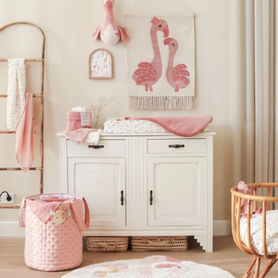 Little Dutch Košík textilný obojstranný extra veľký Pink Blooming Safari