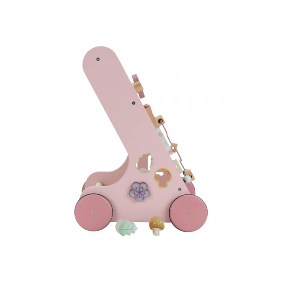 Detské chodítko Fairy Garden: Drevené chodítko pre deti s aktivitami