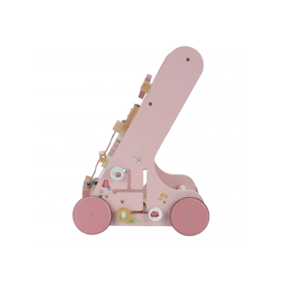 Detské chodítko Fairy Garden: Drevené chodítko pre deti s aktivitami