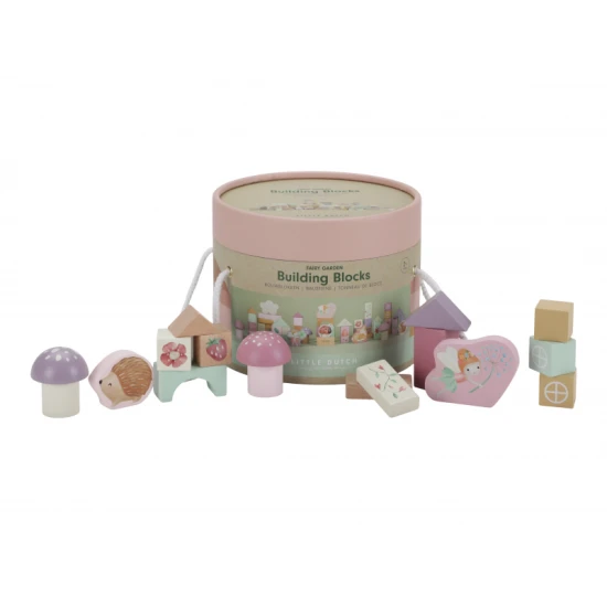 Kocky Fairy Garden 50 ks – farebné drevené kocky s motívmi záhrady