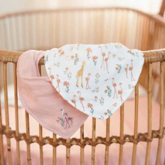 Podbradník bandana 2 ks Pink Blooming Safari – Little Dutch TE50156047LD