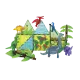 Magnetická sada XL Dino World s dinosaurami a stromami.