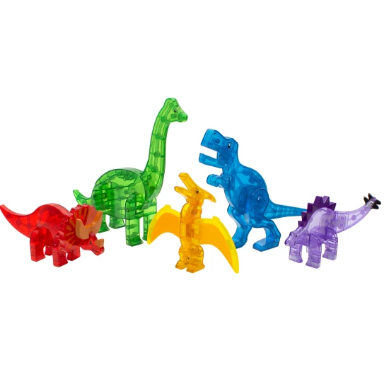 Súprava piatich figúrok dinosaurov od Magna-Tiles.