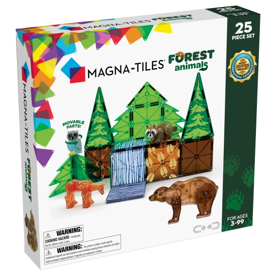 Magnetická stavebnica s figúrkami lesných zvieratiek.
