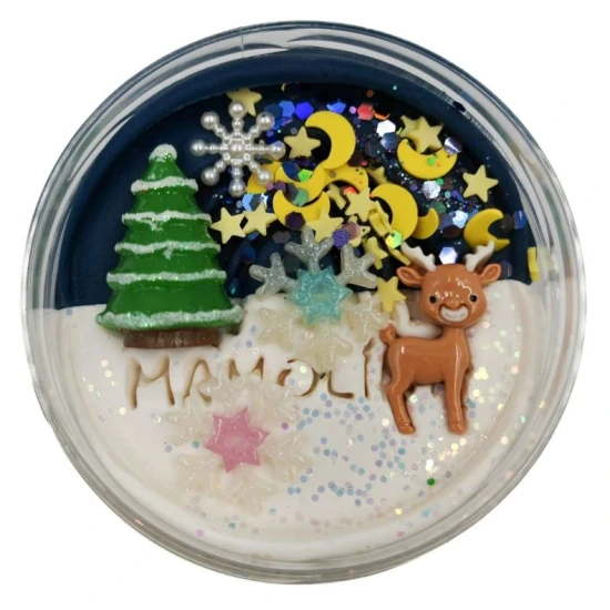 Mamolína Čarovná zimná noc – domáca zimná modelína pre deti so sobíkom a vločkami