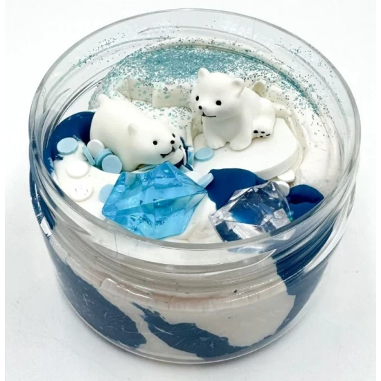 Mamolína Ľadový medvedík – domáca zimná modelína so severným medveďom, iglú a vločkami
