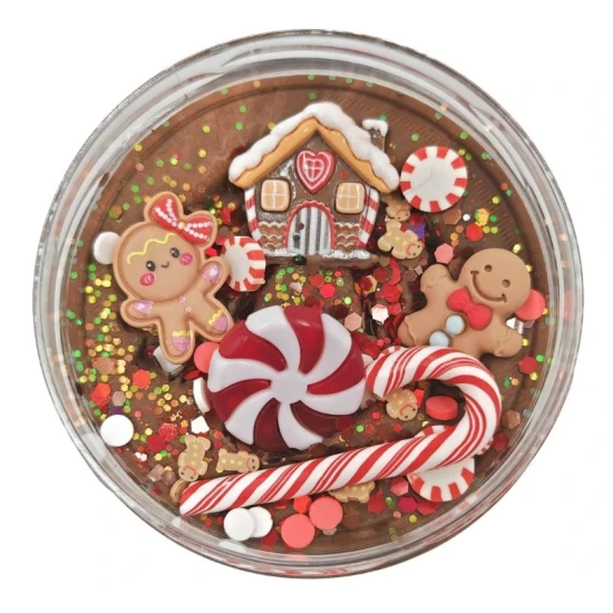 Mamolína – Perníková chalúpka, hnedá vianočná modelína s trblietkami a 5 dekoráciami