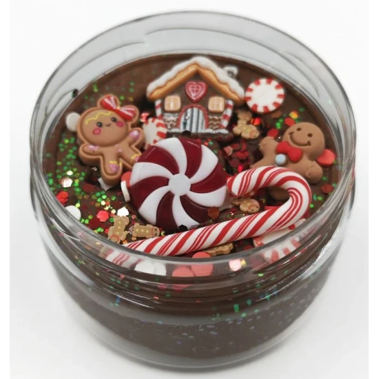 Mamolína – Perníková chalúpka, hnedá vianočná modelína s trblietkami a 5 dekoráciami