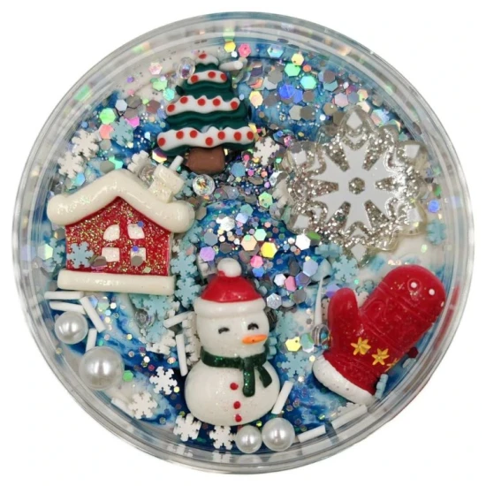 Mamolina zasnezena krajina detska modelina so zimnymi figurkami snehuliak chalupka stromcek