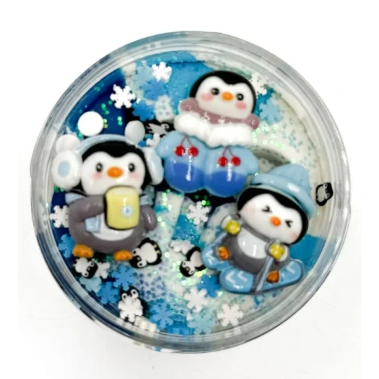 Mimi Mamolína – Tučniaci na ľade, trojfarebná domáca modelína s trblietkami, konfetami a figúrkami tučniakov