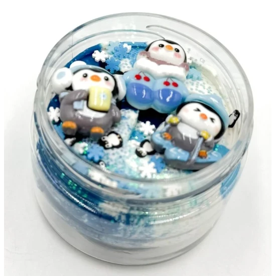 Mimi Mamolína – Tučniaci na ľade, trojfarebná domáca modelína s trblietkami, konfetami a figúrkami tučniakov