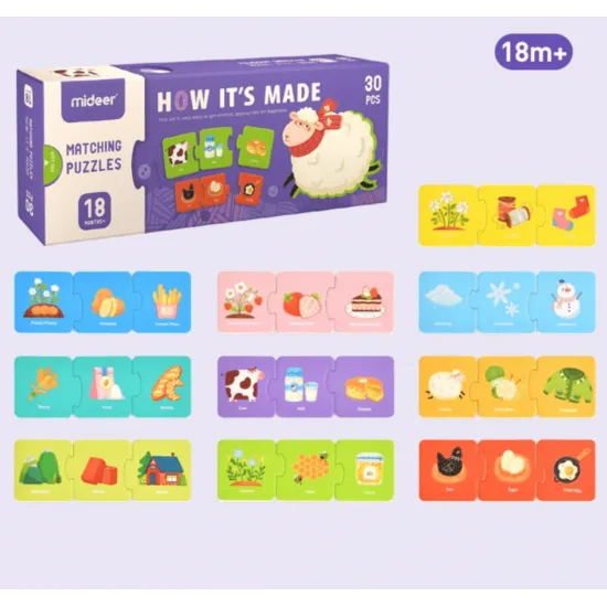 Originálna sada puzzle vyrobená špeciálne pre deti od 18 mesiacov.