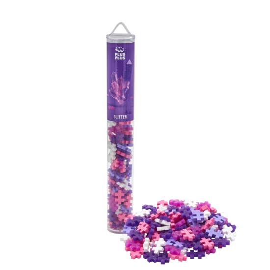 Plus-Plus Glitter – 100 trblietavých dielikov v tubuse, kreatívna stavebnica pre deti od 5 rokov