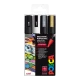 Súprava popisovačov Posca 5M s univerzálnym stredným hrotom (1,8 – 2,5 mm), farby biela, čierna, strieborná a zlatá.