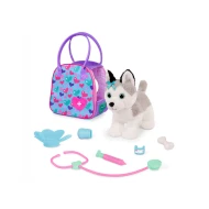 Husky v kabelke s veterinárskou sadou