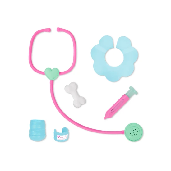 Roztomilý Husky v kabelke s veterinárskou sadou