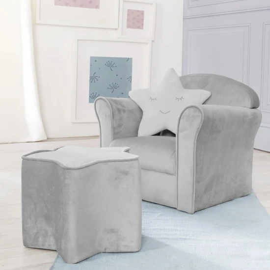 Detské kreslo Lil Sofa s podrúčkami Sivá