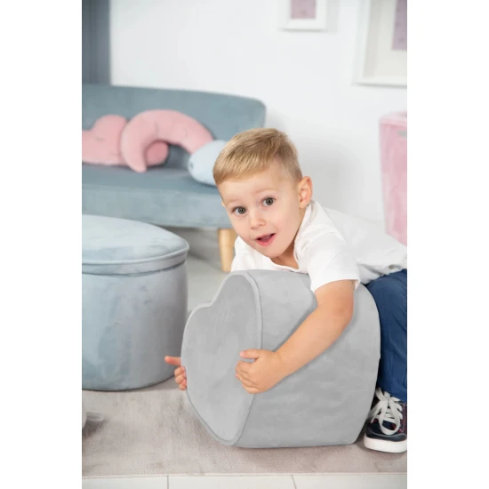 Detský taburet Lil Sofa v tvare srdca Sivá