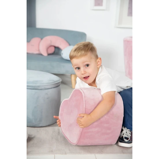 Detský taburet Lil Sofa v tvare srdca Ružová