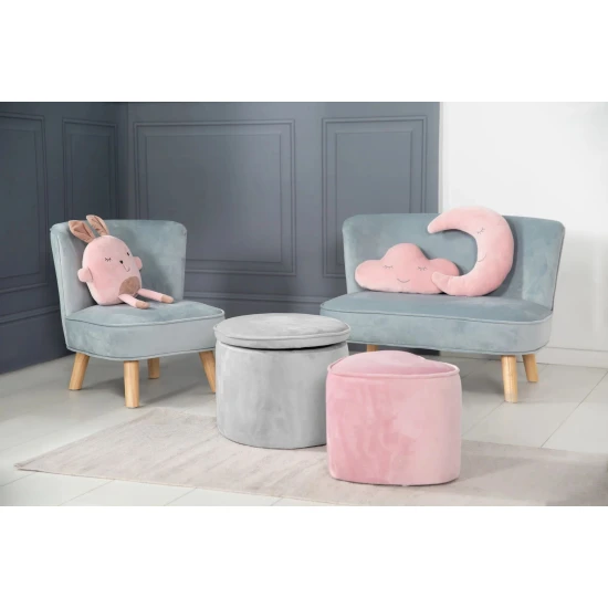 Detský taburet s úložným priestorom Lil Sofa Sivá