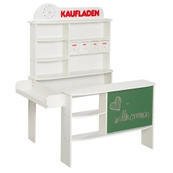 Detský drevený obchodík s tabuľou Biela