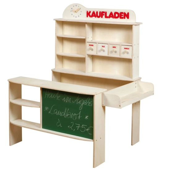 Detský drevený obchodík s tabuľou Natur