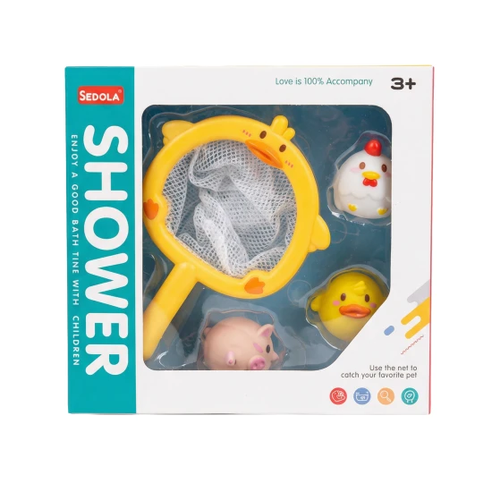 Hračky na potápanie + podberák Farma – veselé zvieratká do vane