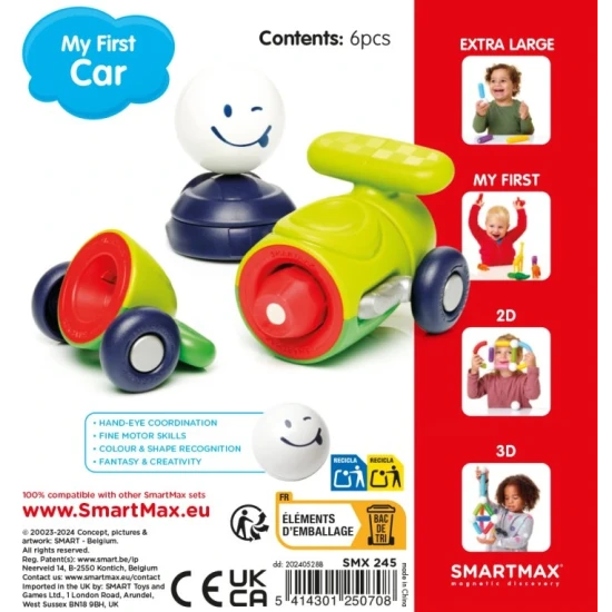 SmartMax stavebnica pre deti: Autíčko s magnetickými dielikmi.
