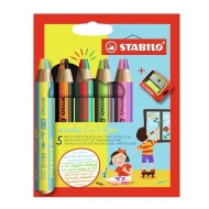 Pastelky Woody dvojfarebné a strúhadlo 3v1 5ks