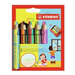 Pastelky Woody dvojfarebné a strúhadlo 3v1 5ks