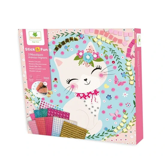 Mozaika Domáci maznáčikovia – kreatívna sada pre deti Sycomore s trblietavými dielikmi