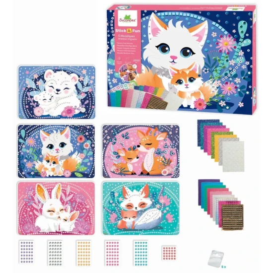 Mozaika Roztomilé zvieratká – kreatívna sada pre deti, mozaikové obrázky so zvieratkami