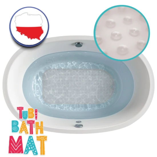 Protišmyková sivá podložka do vane s prísavkami pre bezpečnosť a komfort pri kúpaní.