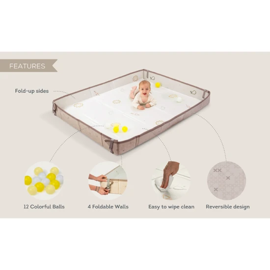 Hracia podložka penová s loptičkami Brown Beige – Taf Toys 13505TAF