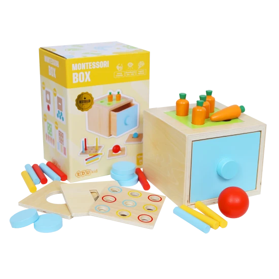 Montessori box 4v1 je najlepšia multifunkčná hračka pre rozvoj detí.