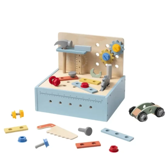 Prenosný drevený pult s náradím pre deti – kufrík s nástrojmi