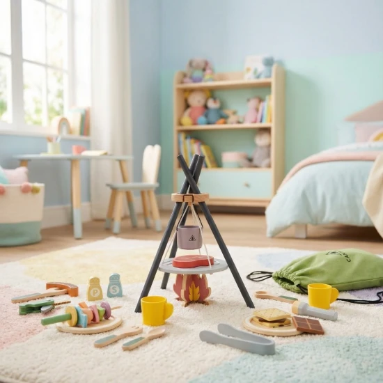 Piknik set Tooky Toy – drevená detská súprava s potravinami a riadom