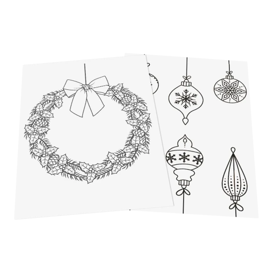 Vianočná dekoračná súprava UNI PWE-5M Traditional – 4 ks kriedových popisovačov, mix farieb (biela, zlatá, metalická červená a zelená) s vianočnými šablónami na dekorovanie okien a zrkadiel