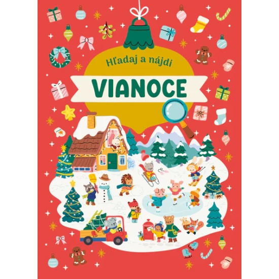 Detská vianočná hľadačka so zvieratkami, zimnými scénami a skrytými predmetmi